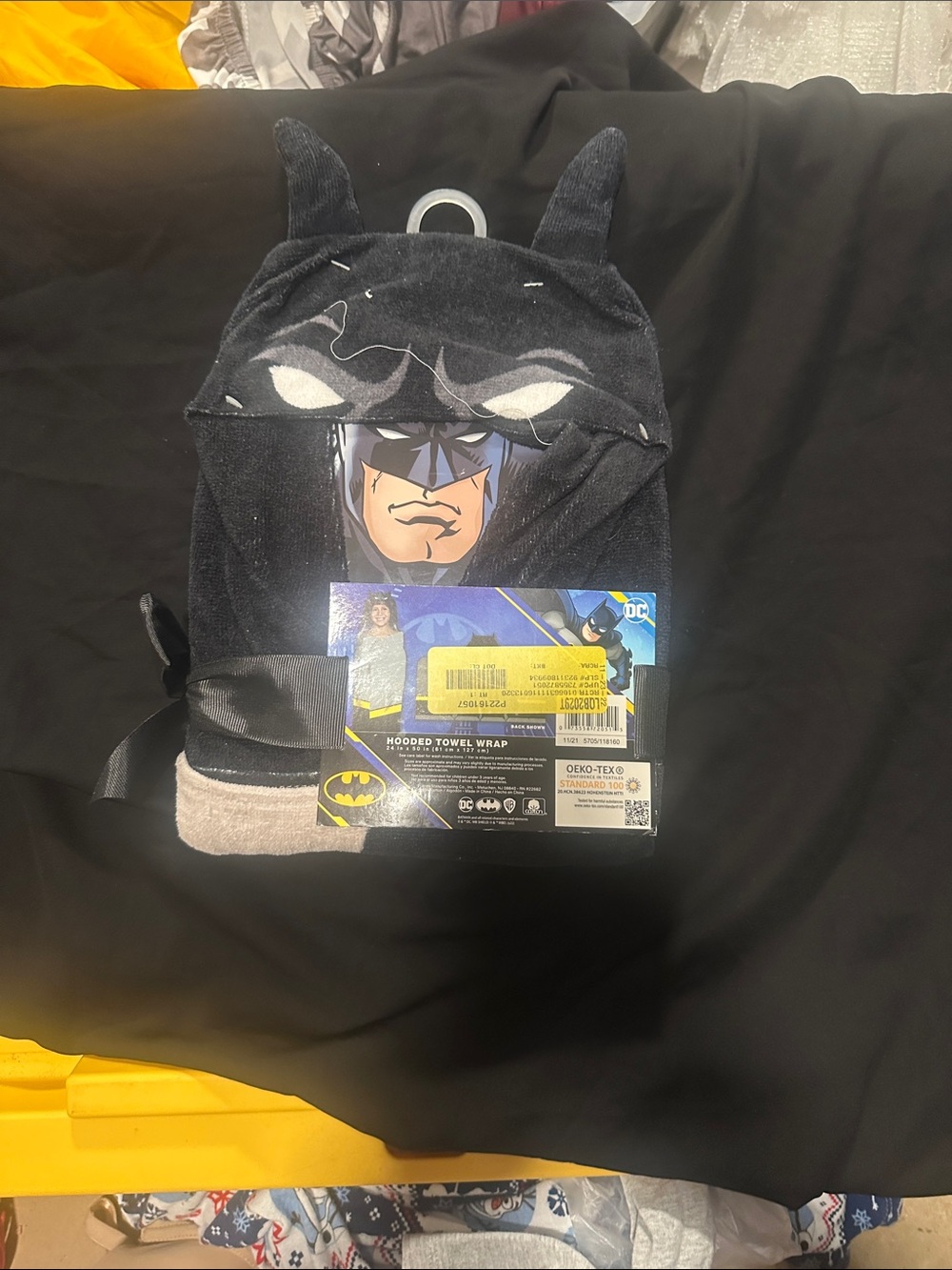 Batman Black Hooded Kids Towel Wrap with Masked Hood